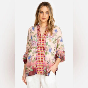 NWT Johnny Was Paris Effortless Top Embroidered ombre floral